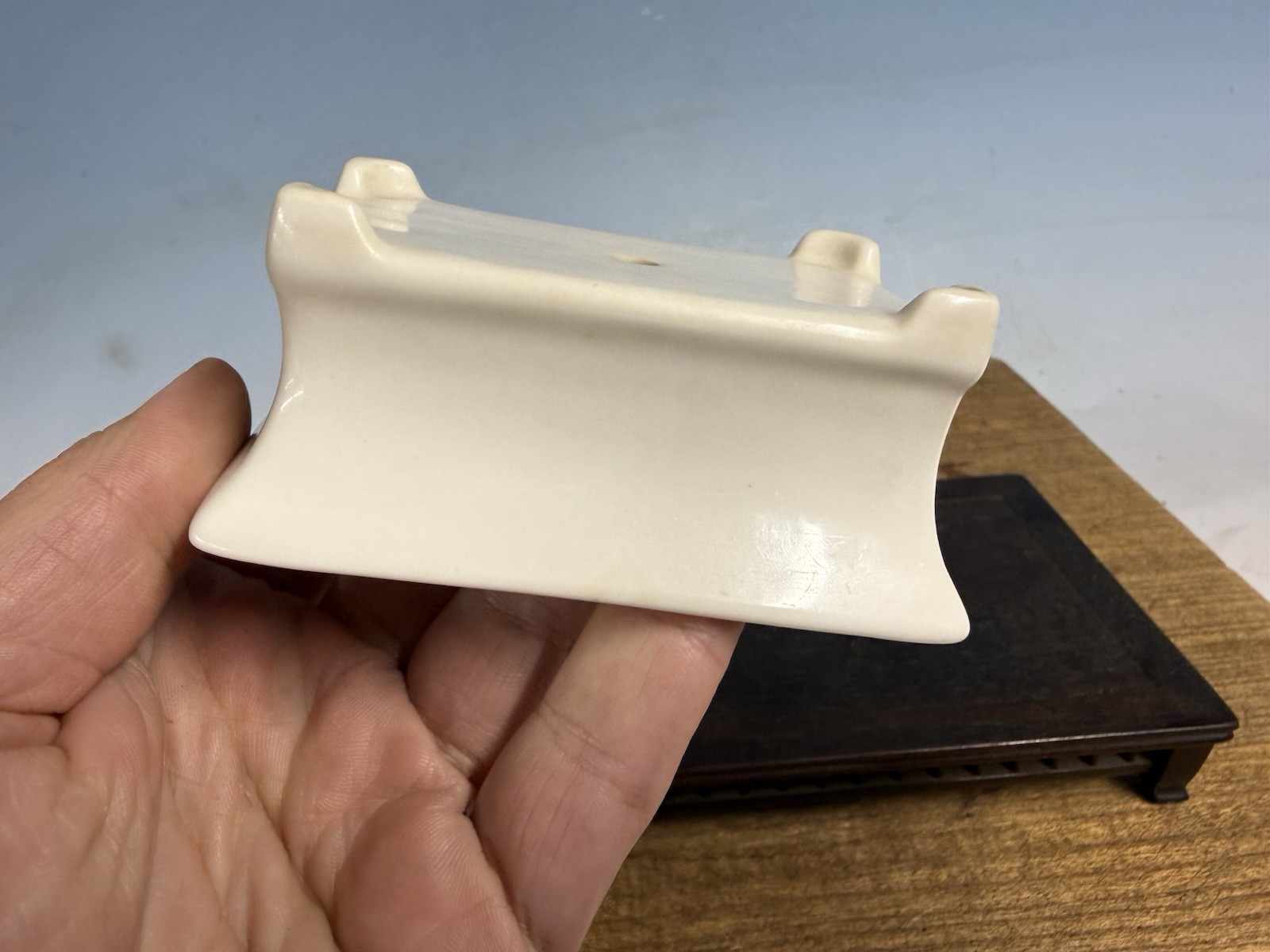 Japanese Unknown Maker Shohin Bonsai Tree Pot 4” White Porcelain