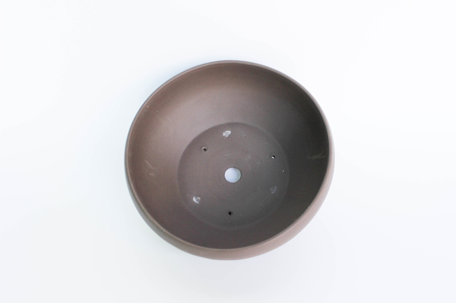 Japanese tapered round pot 8.75″ x 3.5″ Deep, matte finish dark brown clay