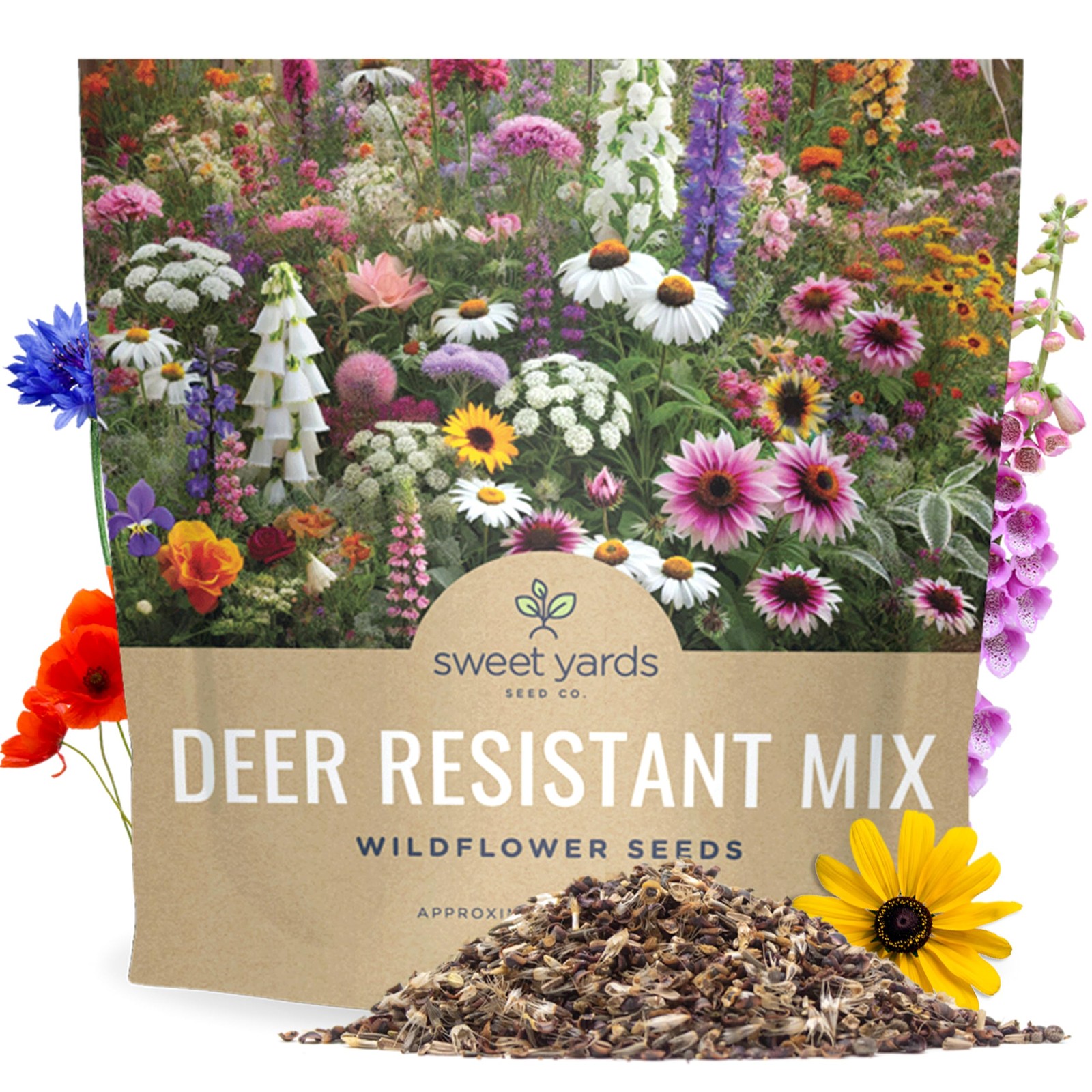 Deer Resistant Wildflower Seed Mix – 1 Ounce Bulk – Non-GMO, Open Pollinated
