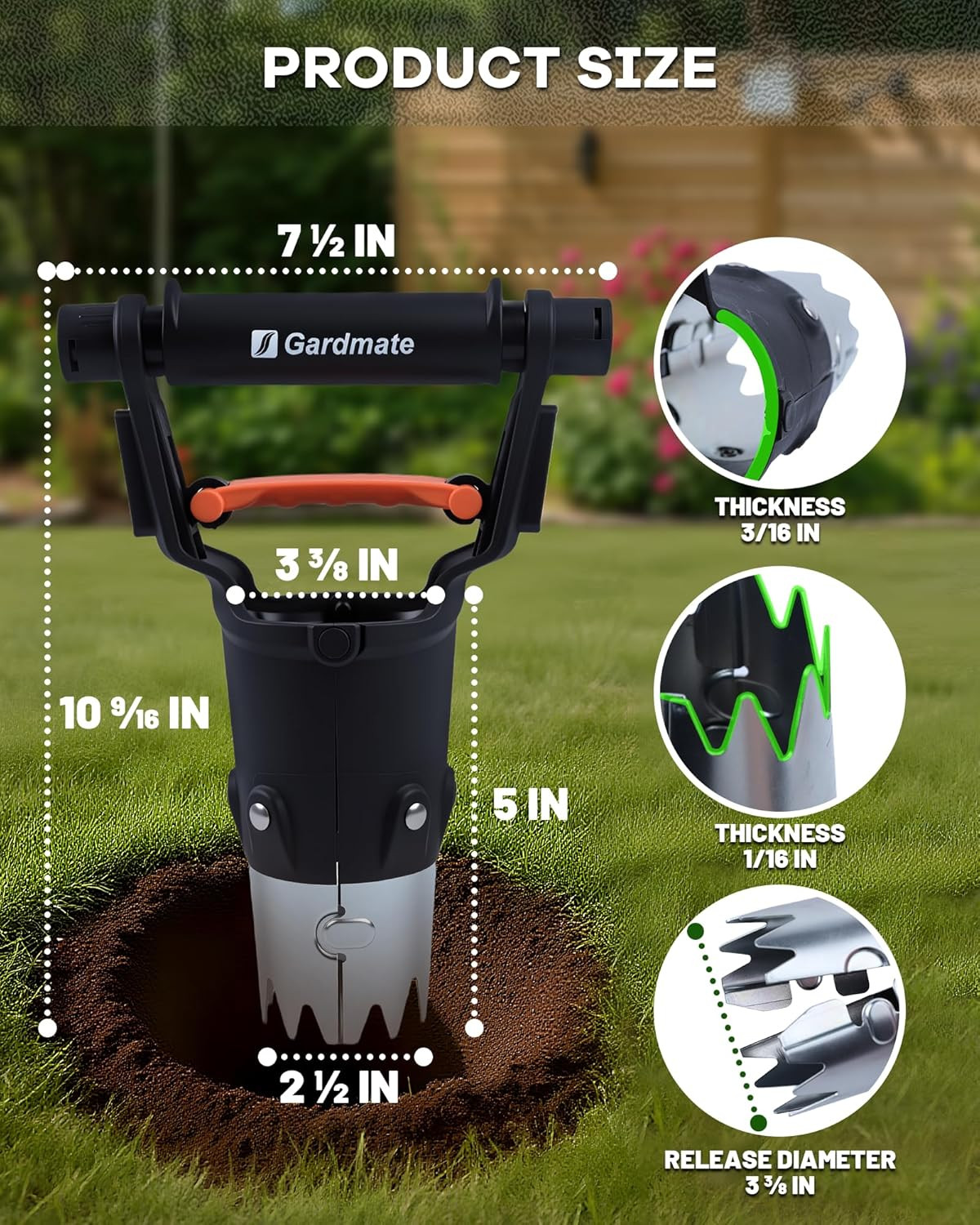 Bulb Planter Tool – One-Touch Automatic Bulb Planter for Bulbs, Seeds & Seedling
