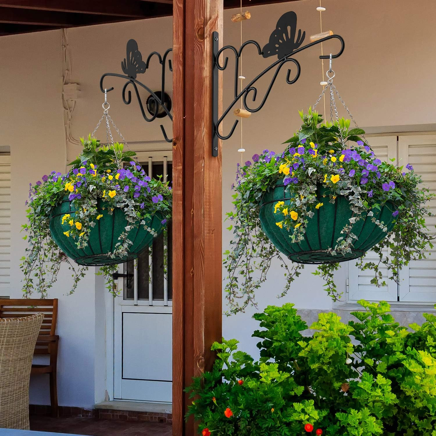 2 Pack Hanging Plant Hanger Outdoor 11 Inch Metal Hanging Brackets Fence Wall Ho