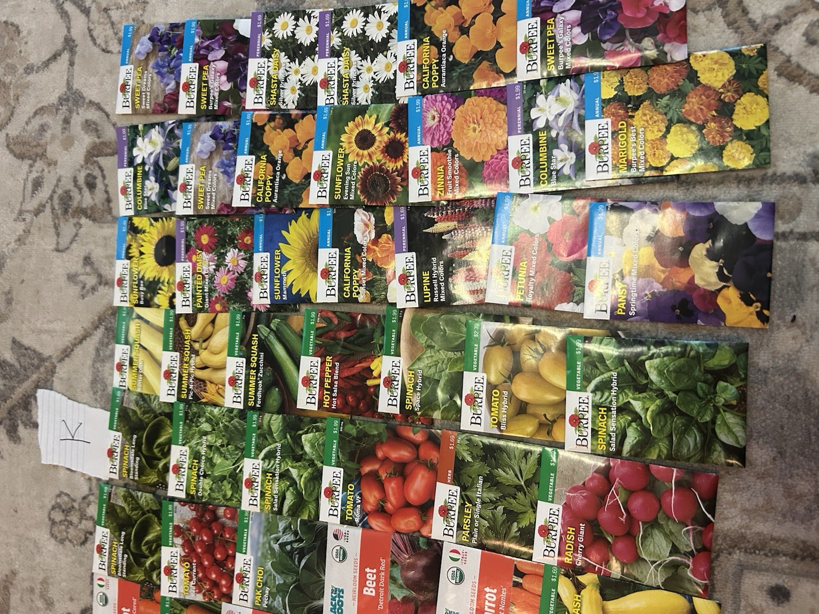 Lot K seeds Vegetable, flowers And Herb Seed Packets Packs 2025 mix gardening.