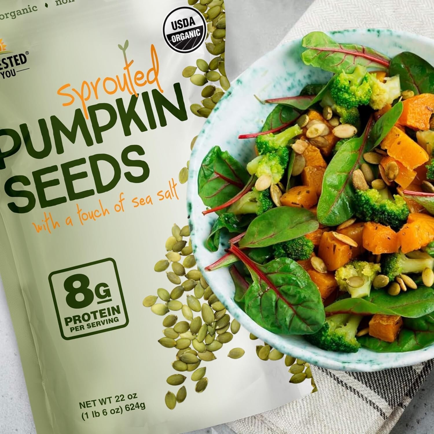 Nutritious 22oz Sea Salted Sprouted Pumpkin Seeds – Plant-Based, Keto-Friendly