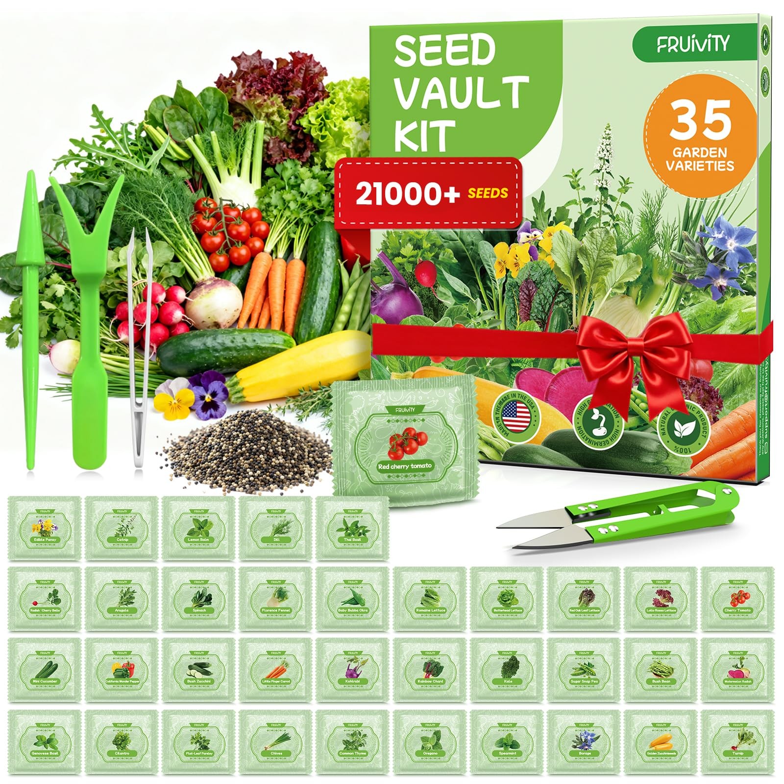 35 Heirloom Seeds Variety Pack 21000 Non GMO Seeds for Planting Vegetables and