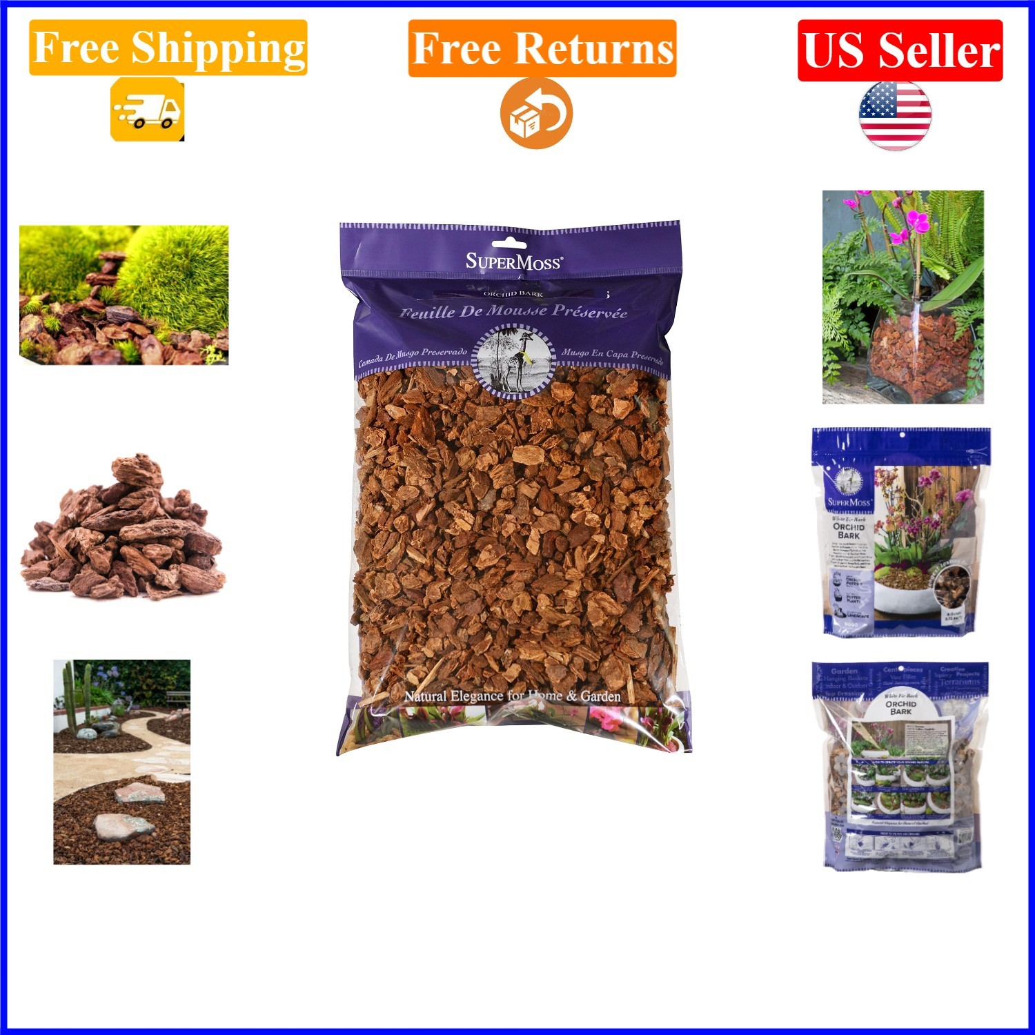 Orchid Potting Bark 4 Quarts Natural Douglas Fir for Orchids & Plants