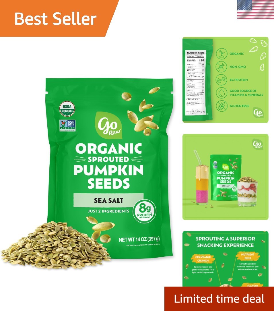 14 Oz Bag of Organic Gluten-Free Sprouted Pumpkin Seeds – Healthy Superfood