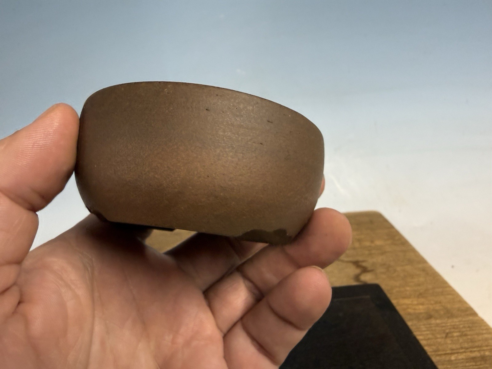 Japanese Unknown Maker Shohin Bonsai Tree Pot 3 1/4 By 1 1/2” Unglazed Handmade