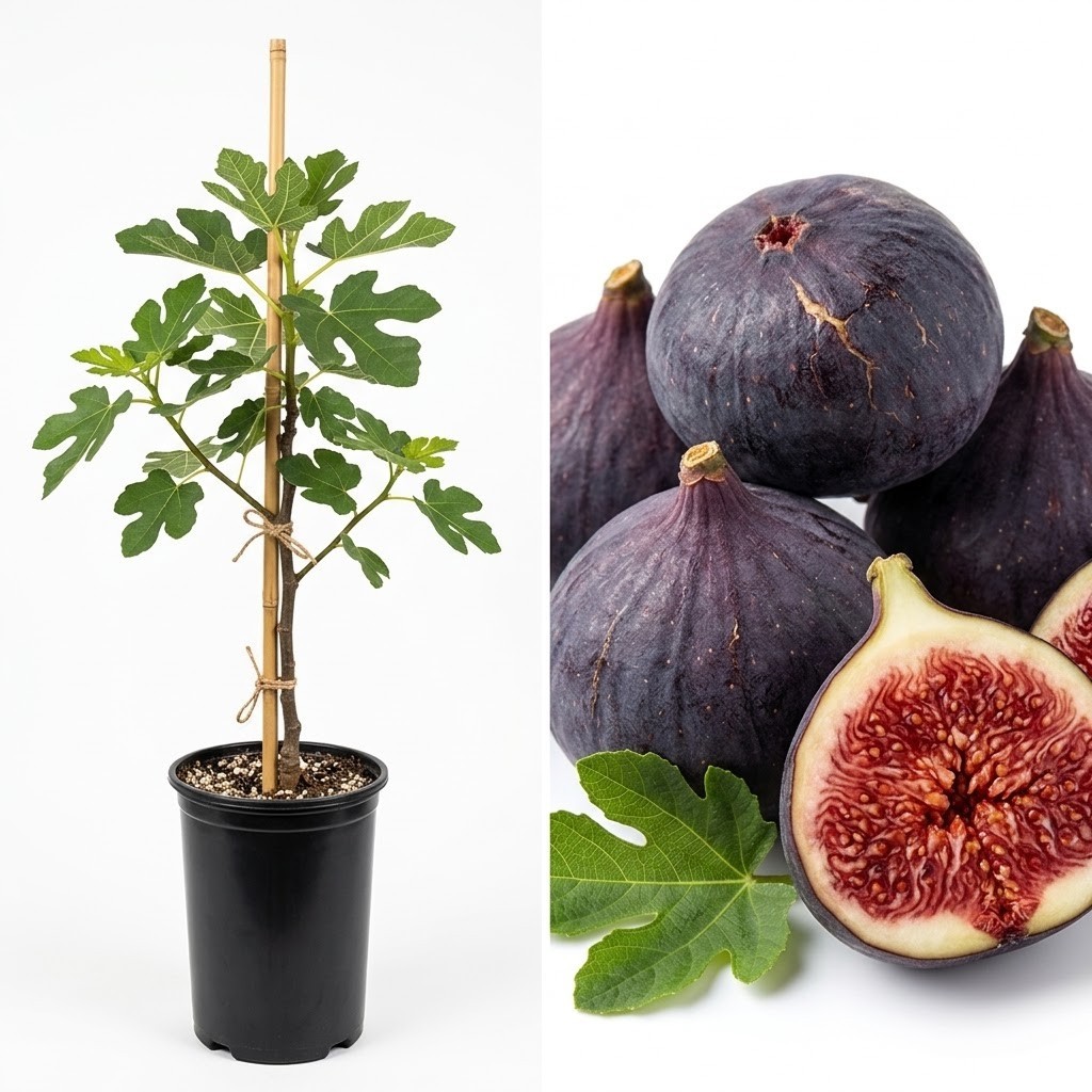 Live Black Mission Fig Tree Plant Sweet Edible Fruit Self-Fertile Potted 18-36in
