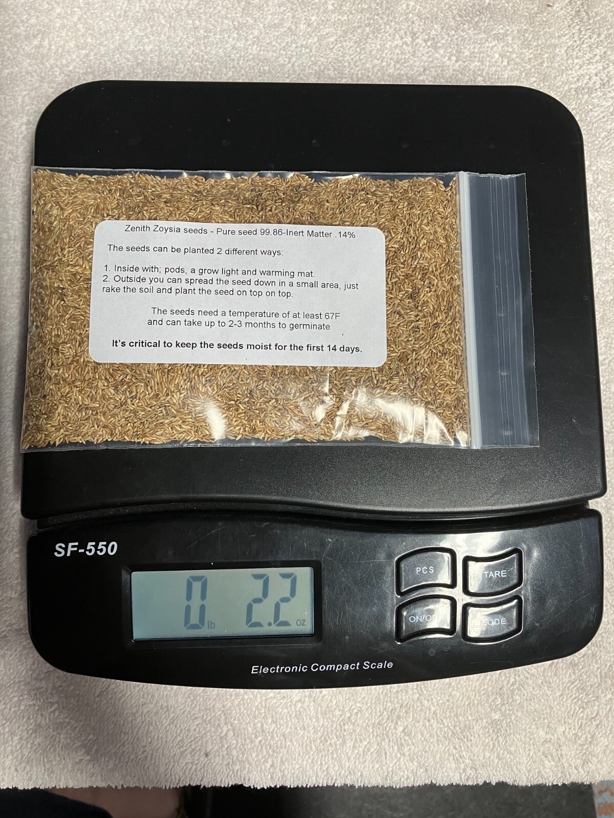 Zenith Zoysia Grass seeds 1/8 of a pound (2 ounces )