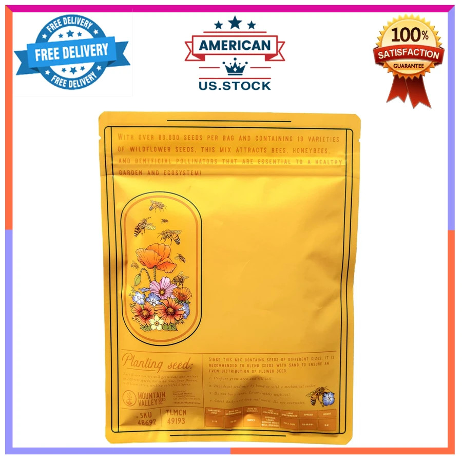 Mountain Valley Seed Co Wildflower Mix 2 Oz 19 Varieties Bee Friendly Pollinator