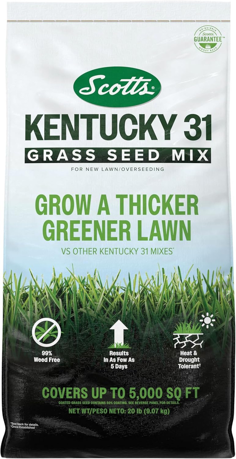 Scotts Kentucky 31 Grass Seed Mix for New Lawns or Overseeding, Grows Thicker an