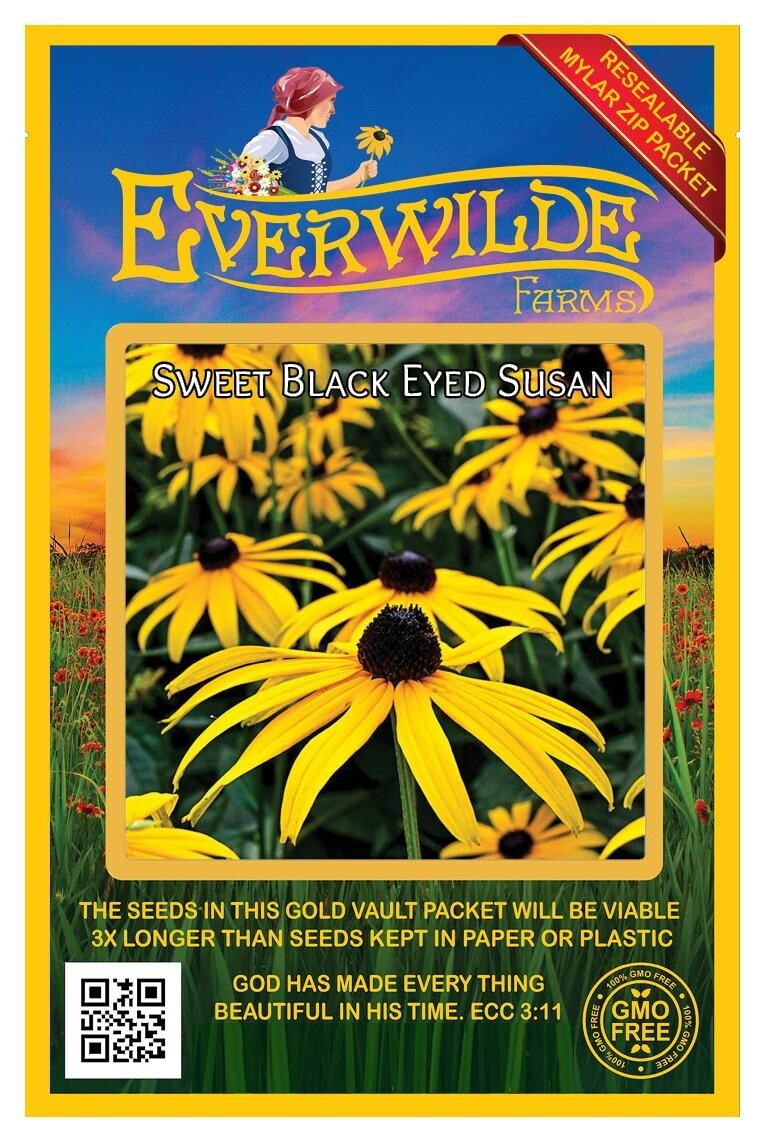 2000 Sweet Black Eyed Susan Wildflower Seeds – Everwilde Farms Mylar Seed Packet