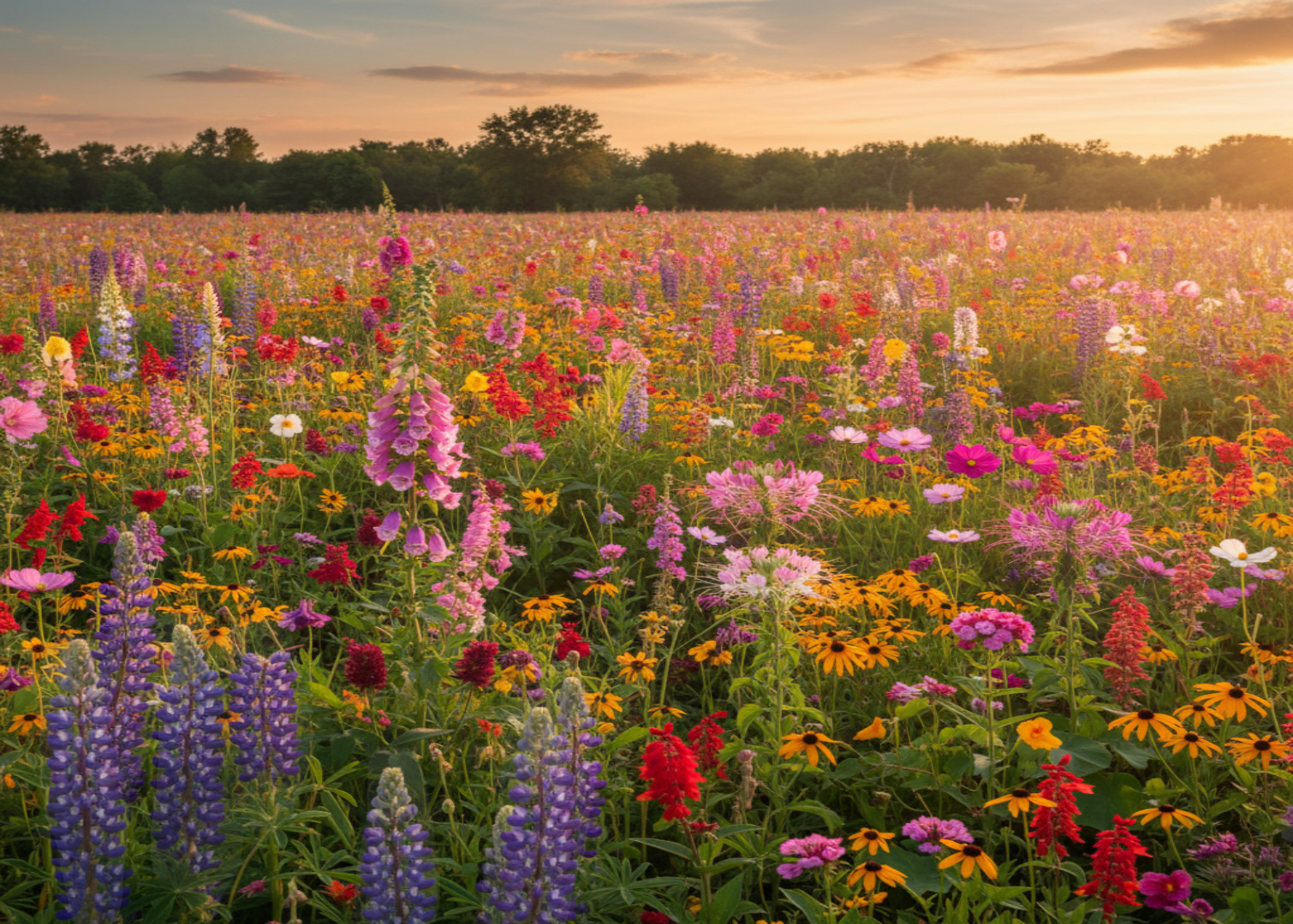 Hummingbird Wildflower Seed Mix, Nectar Flowers w/ Perennials, Heirloom Non-GMO