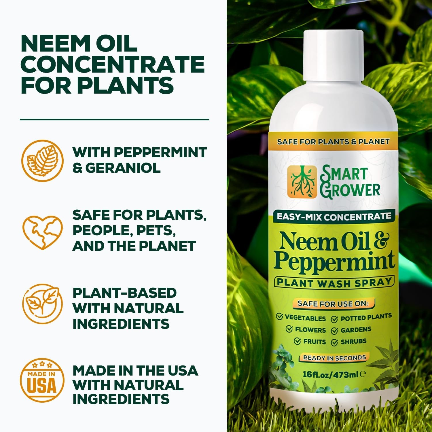 Best Value Neem Oil Spray with Peppermint – 16 oz Makes 2 Gallon Ready-to-Use