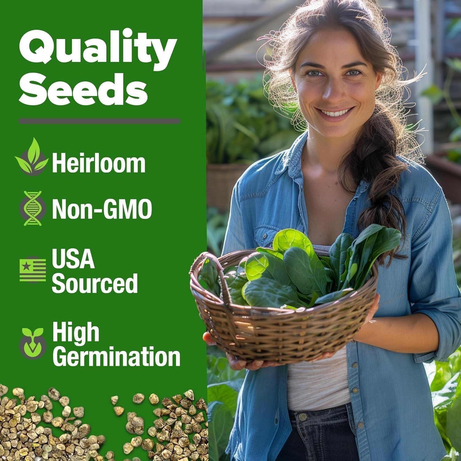 Heirloom Spinach Seeds 704+ – Low Maintenance, High Germination Success