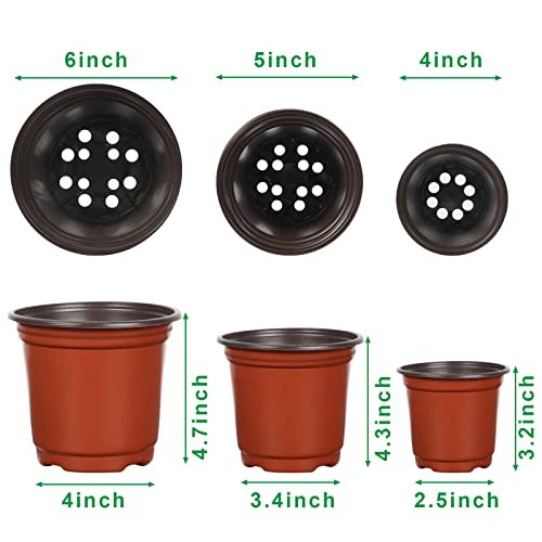 Augshy 120 Pcs Plastic Plants Nursery Pot, Indoor Outdoor Seed Starting Pots