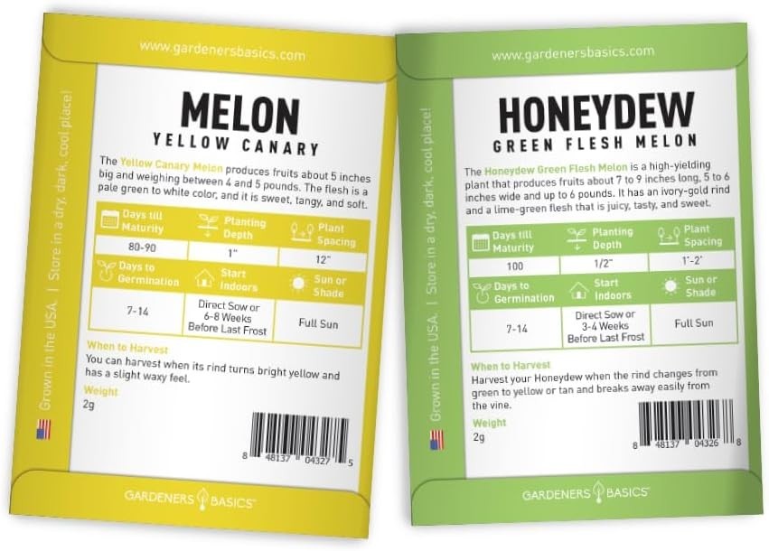 Home Garden Melon Collection: 5 Heirloom Seeds for Sweet Summer Fruits