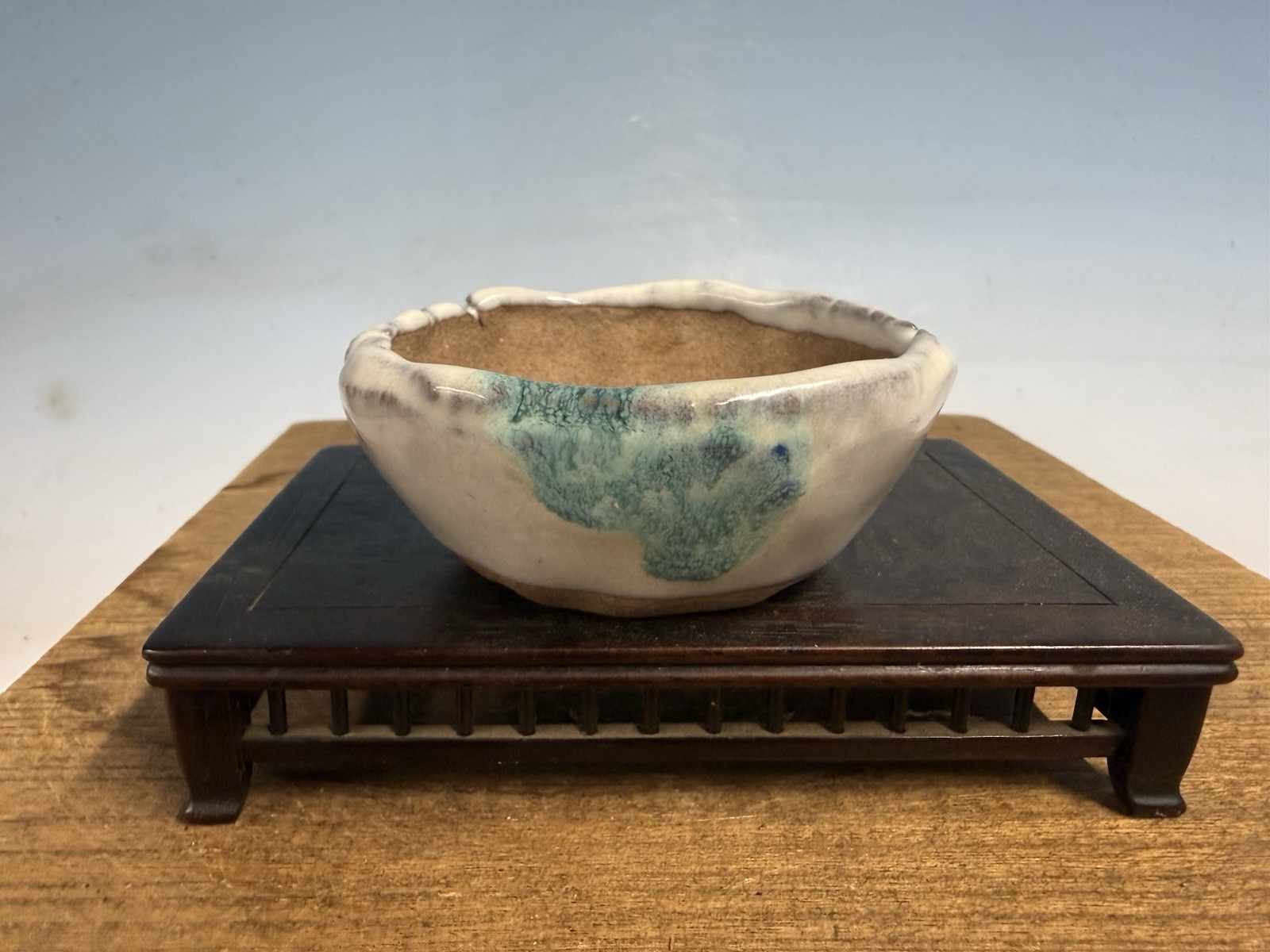 Japanese Unknown Maker Shohin Bonsai Tree Pot 3 3/4 By1 5/8” Beautiful Glaze!!