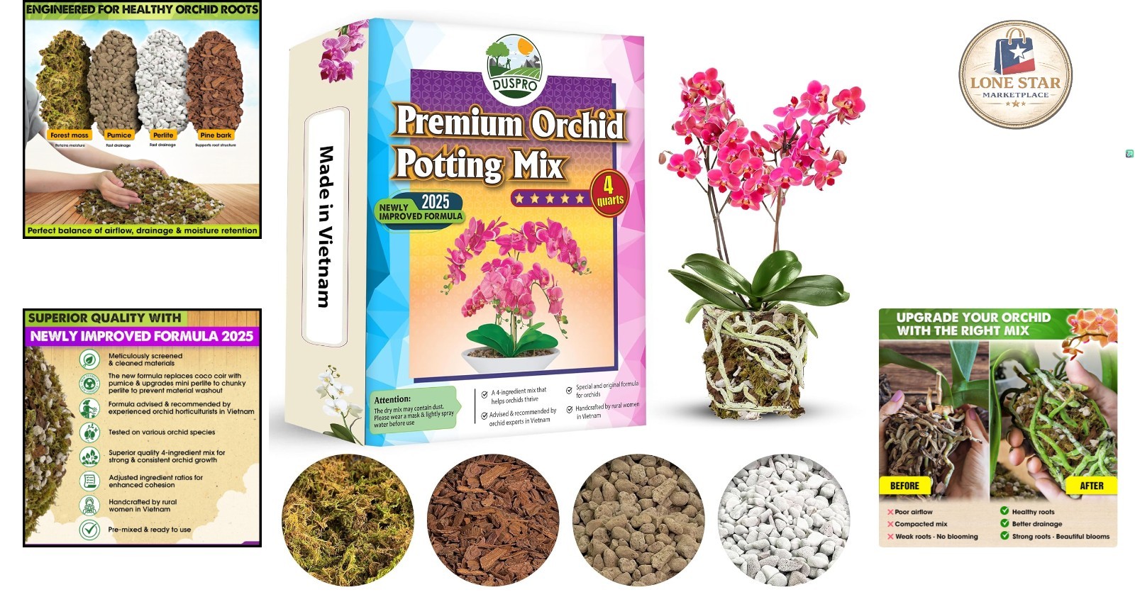 Specialized 4QT Orchid Repotting Soil – Ideal Mix for Thriving Roots and Blooms