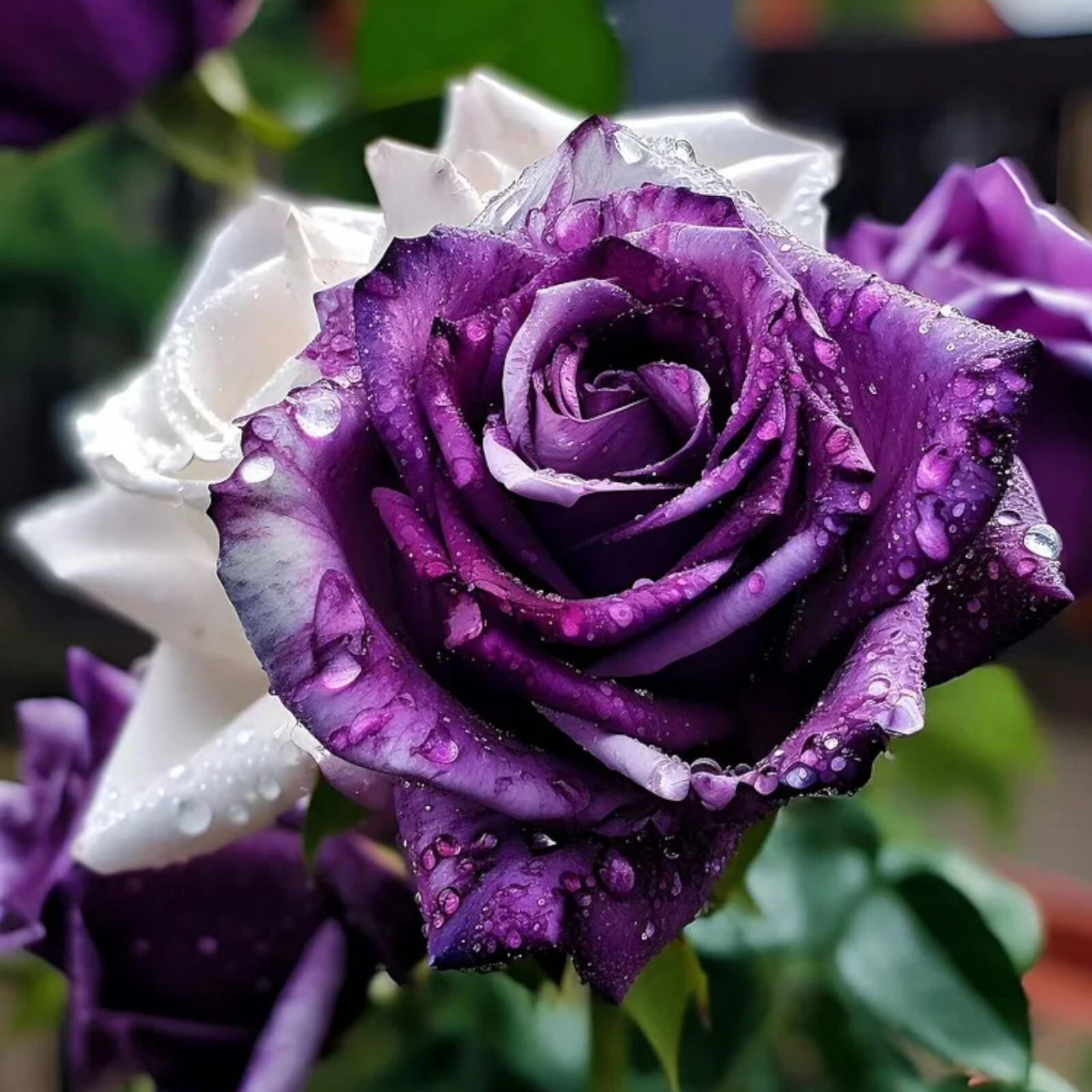 20pcs Rare Purple and White Twin Rose Seeds – Captivating Garden Contrasts.