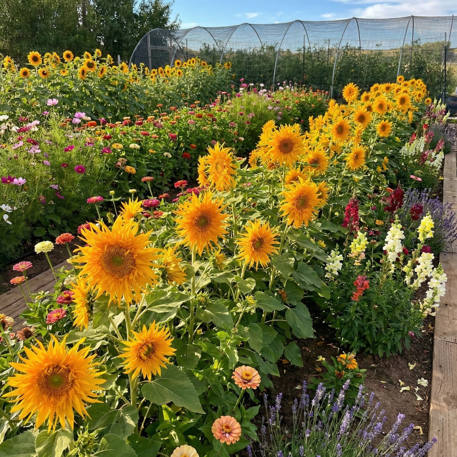 Sunflower JUST CRAZY F1 4-6ft Branching Pollen-Free Cut Flowers Orange 25 Seeds!