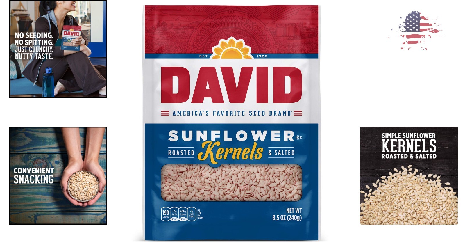 Roasted and Salted Sunflower Kernels – Crunchy, Salty, Low Carb – 8.5 oz, Pack