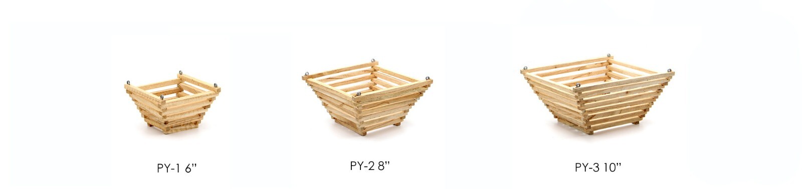 Wood orchid basket – hanging wooden planter plant holder – pyramid 8″