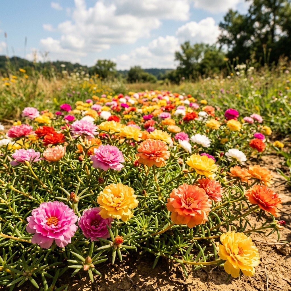 Spectacular 500 Double Portulaca Flower Seeds, Mixed – Drought Tolerant, Nature