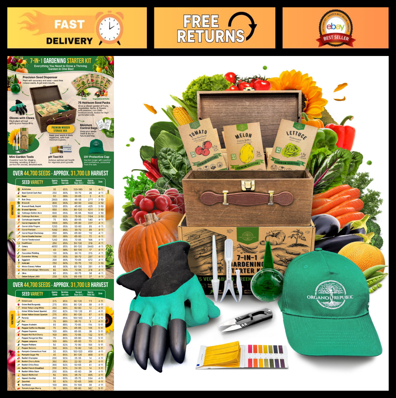75 Vegetable & Greens Seed Variety Pack – Non-GMO Heirloom Seeds for Garden Star
