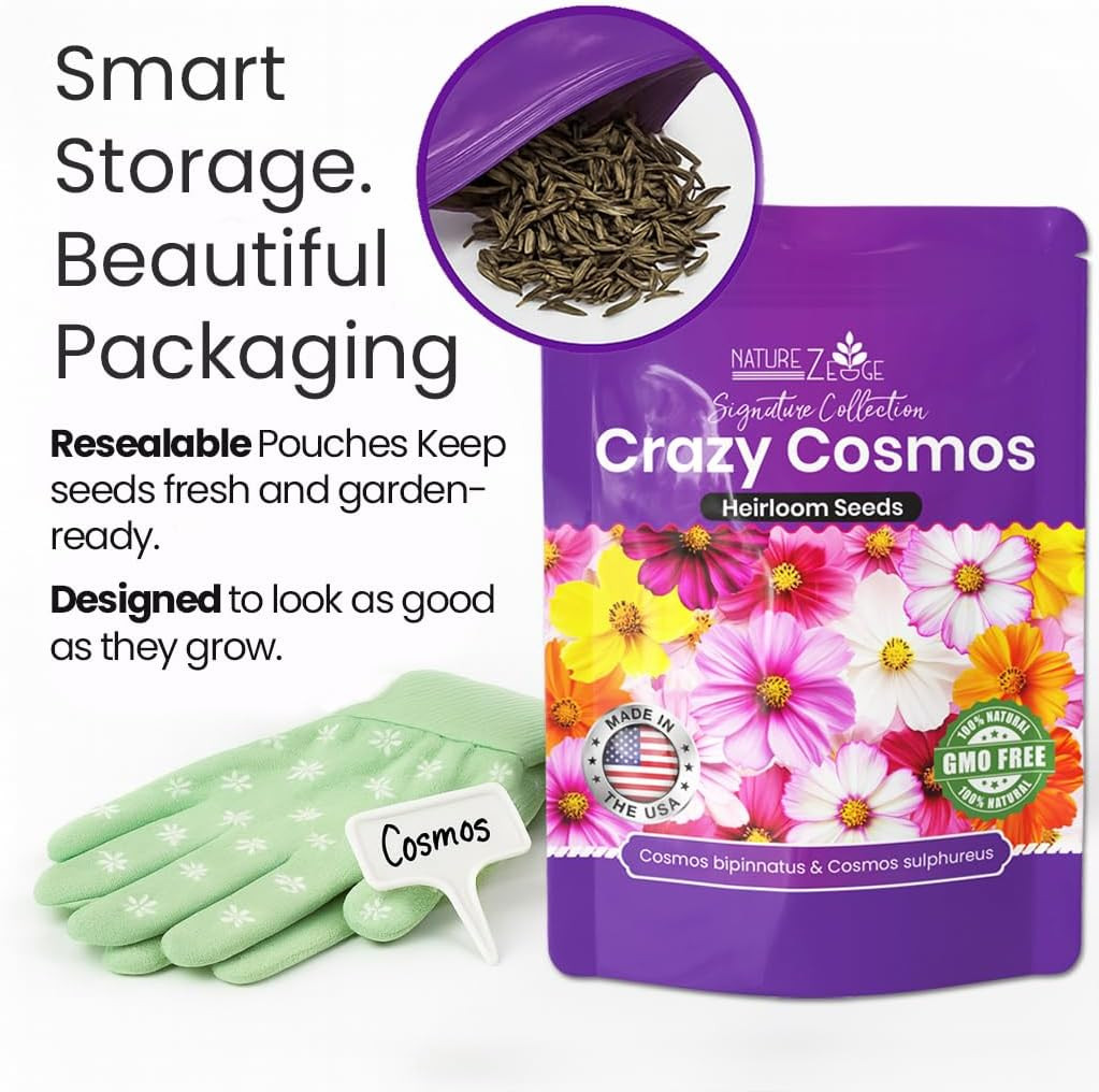 , Crazy Cosmos Seeds for 2026, 2250 Cosmos Seed, 15G, Made in USA, Annual Cut Fl