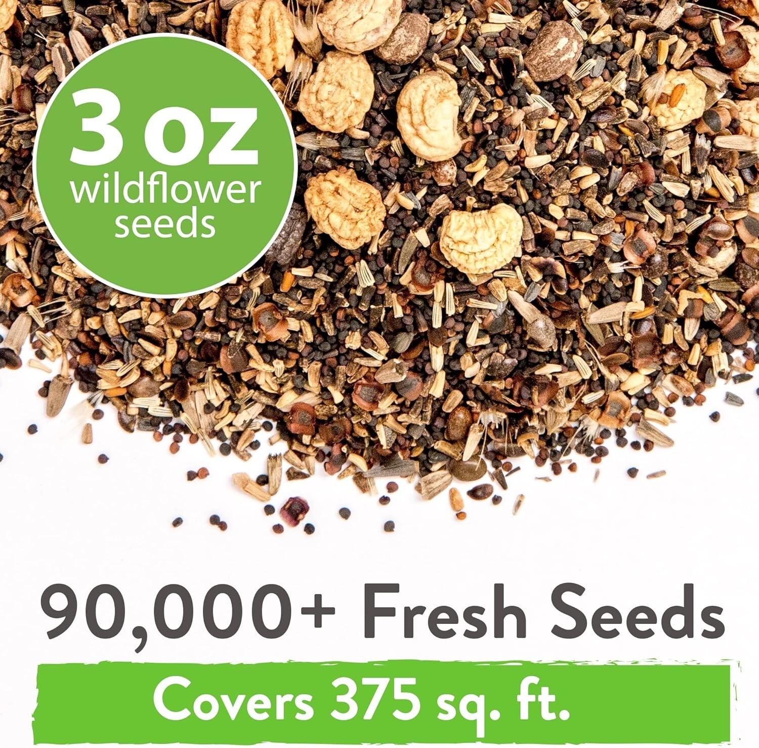 90,000 Non-GMO Wildflower Seeds 3oz Mix for Attracting Pollinators, Grow Beau…
