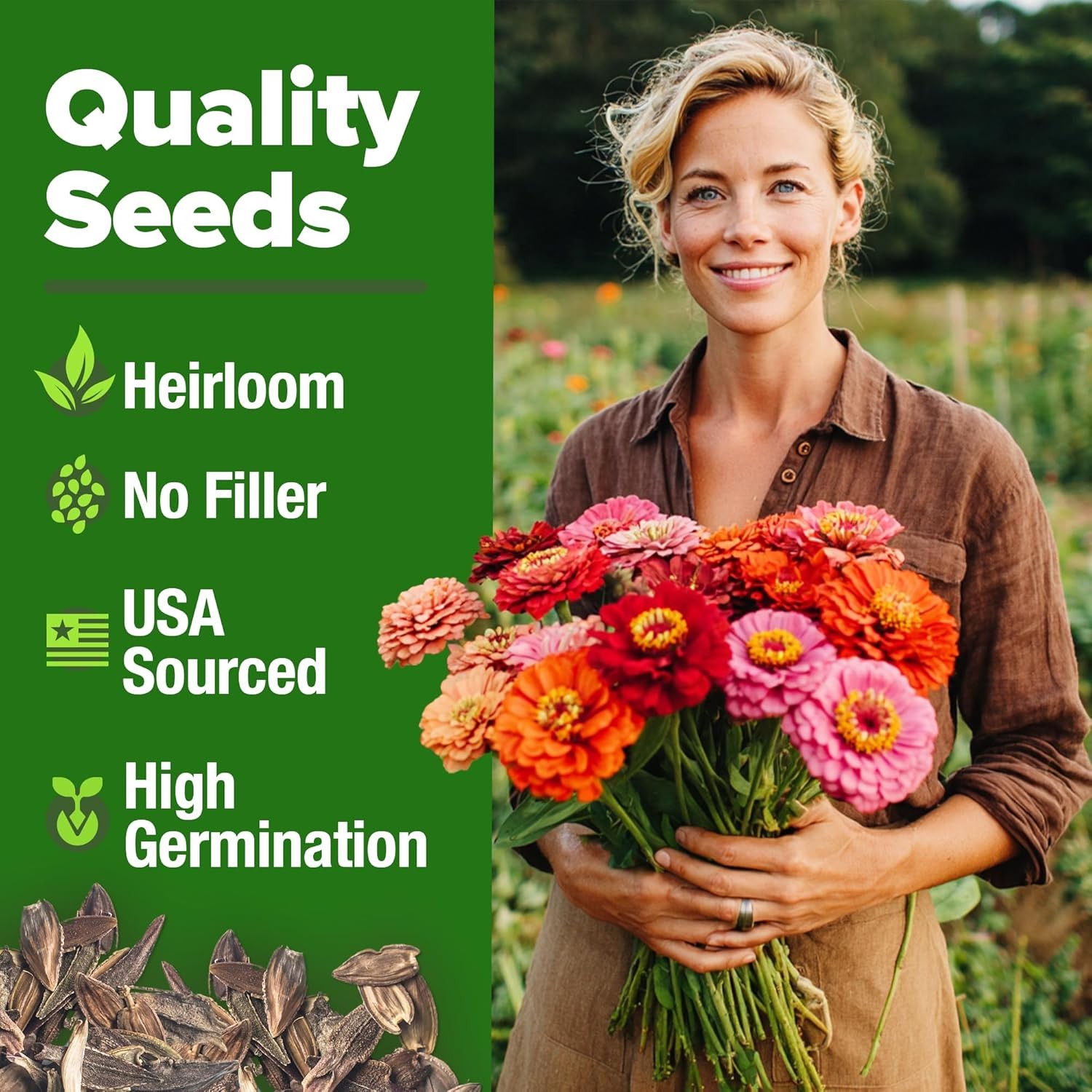 HOME GROWN Zinnia Dahlia Seeds Pack for 2026 Non GMO 524 Flower Seeds | Vibrant
