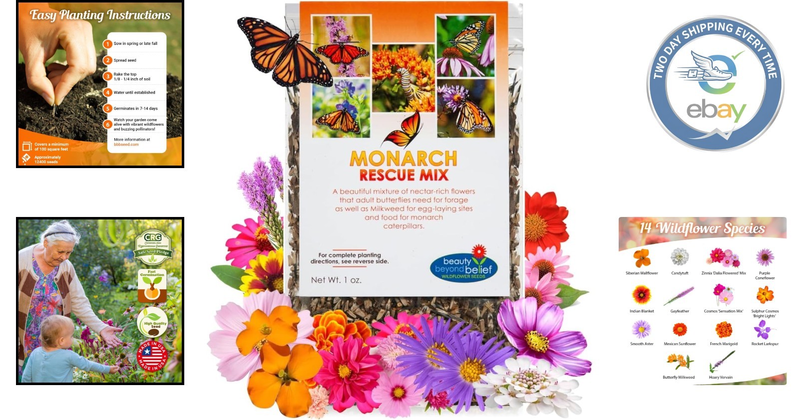 Eco-Friendly 1oz Wildflower Seed Packet – Attract Pollinators & Butterflies