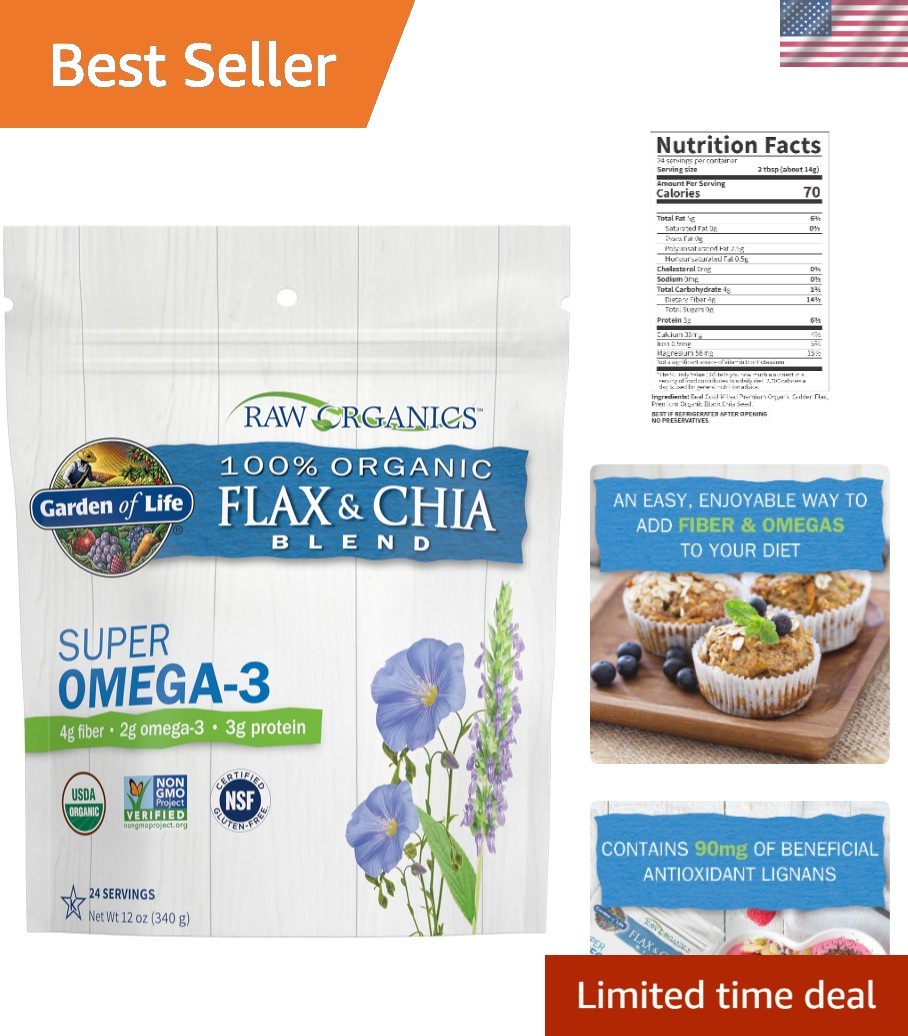 Raw Organics 100% Flax & Chia Blend – 24 Servings of Nutrient-Dense Goodness