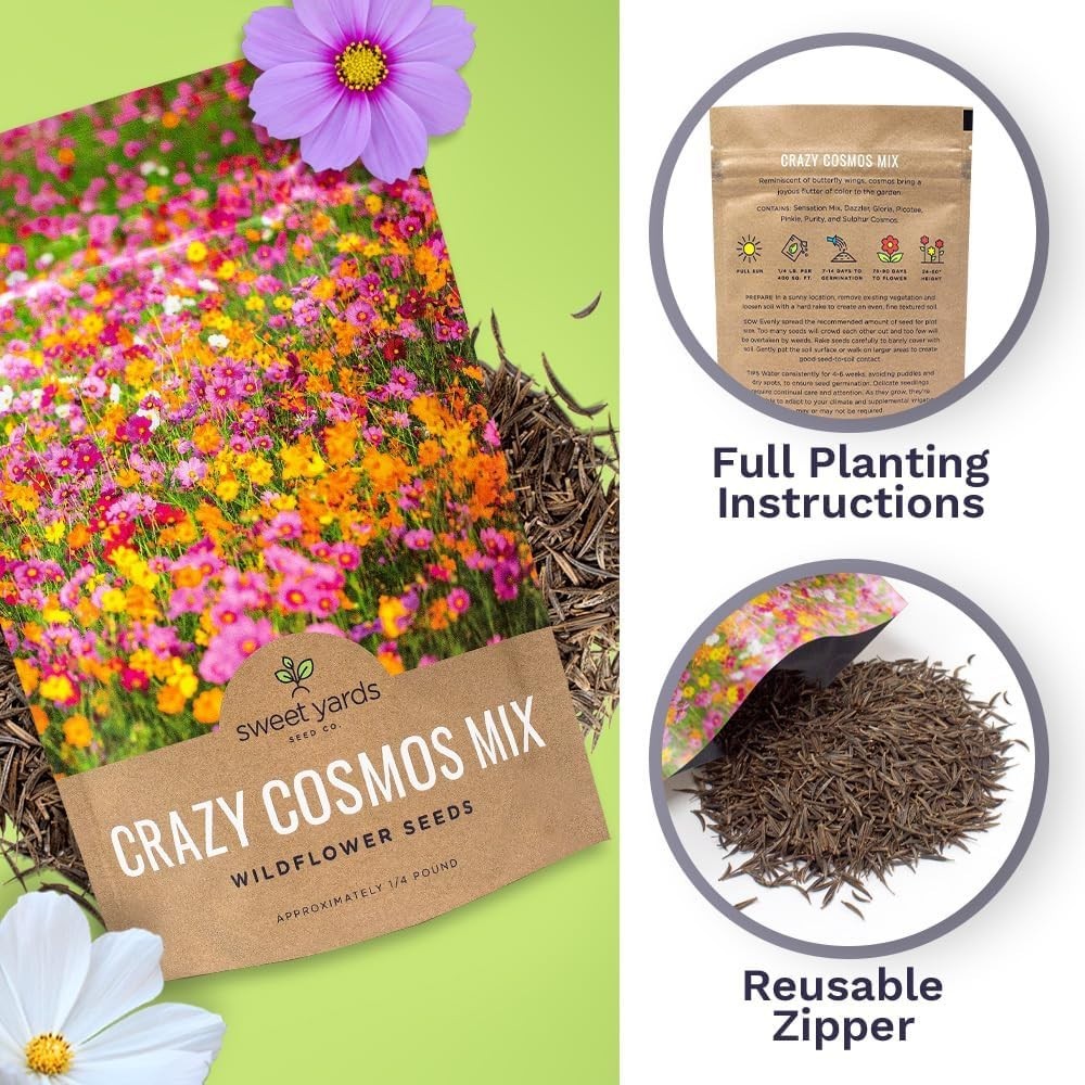 Colorful Cosmos Wildflower Blend – Quarter Pound