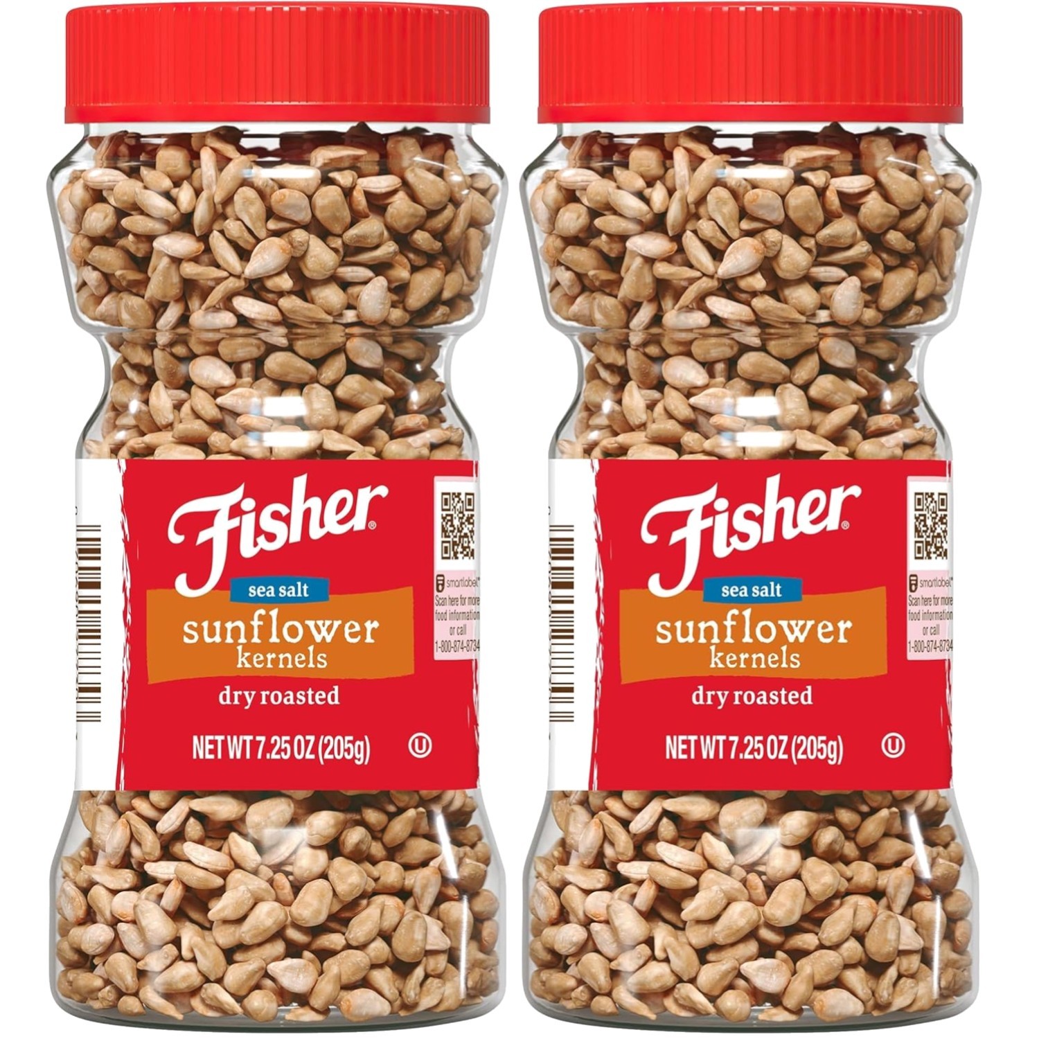 Fisher Dry Roasted Sunflower Seeds 7.25 oz Pack of 2 Gluten-Free Snacks