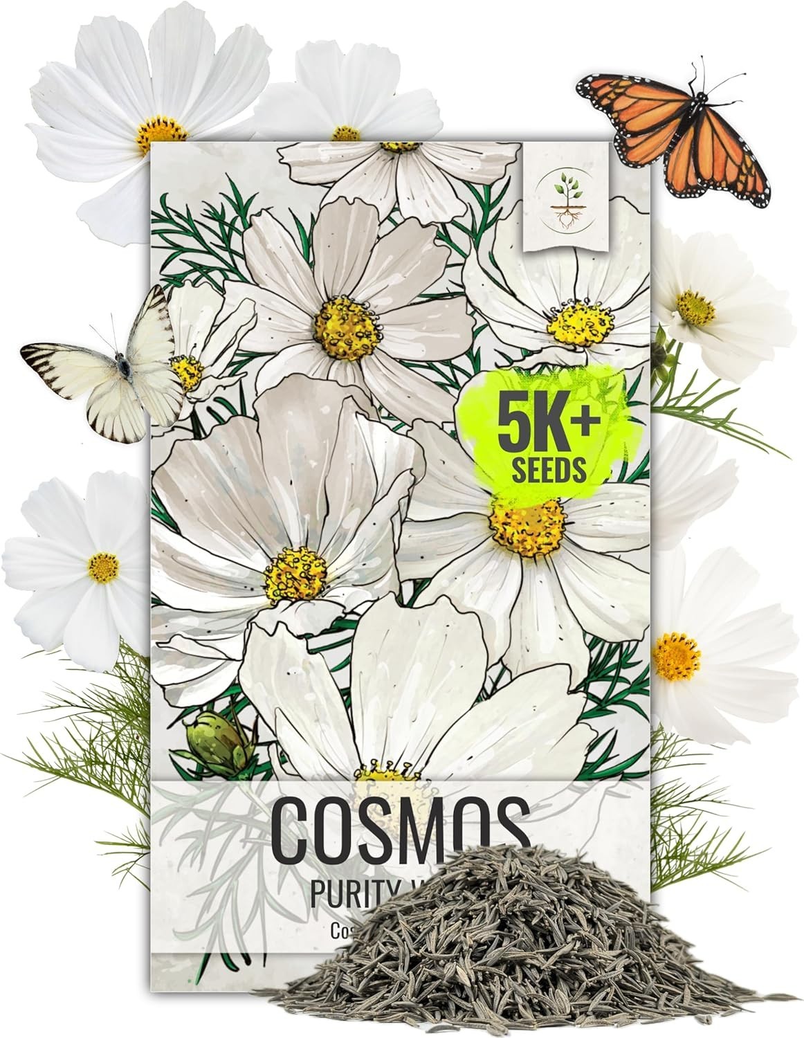 Purity White Cosmos Seeds Flower Seeds 5,000+ Heirloom Seeds