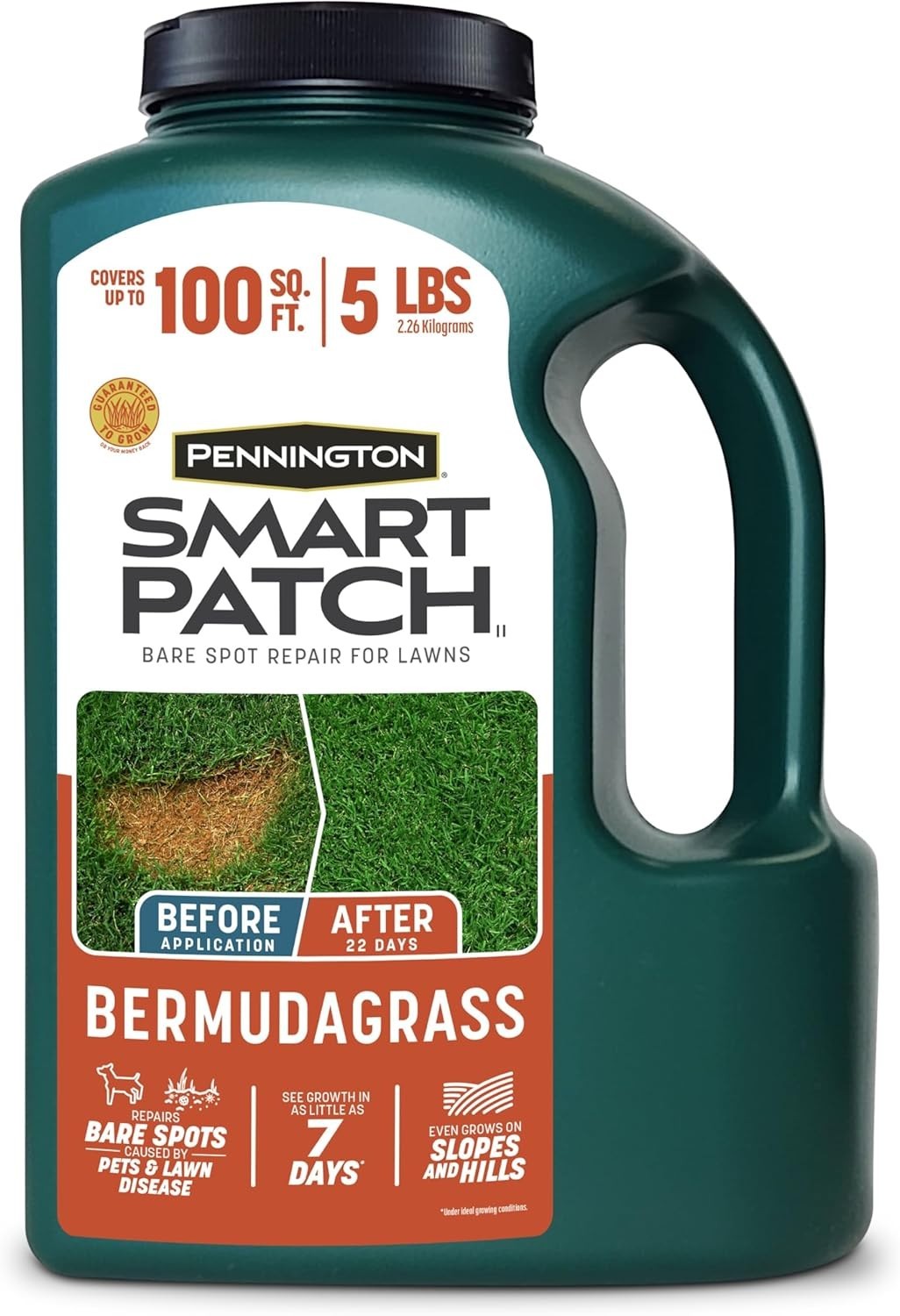 Smart Patch Organic Bermuda Grass Seed – 5 lb Jug for Instant Lawn Repair
