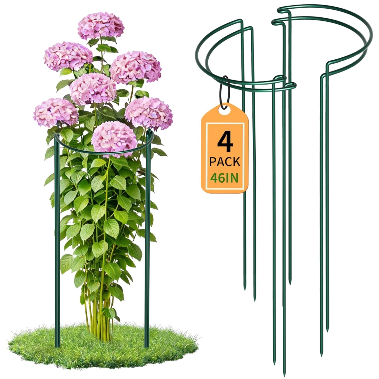 4 PCS 16″ Plant Supports – Heavy-Duty Metal Wire Peony Cages