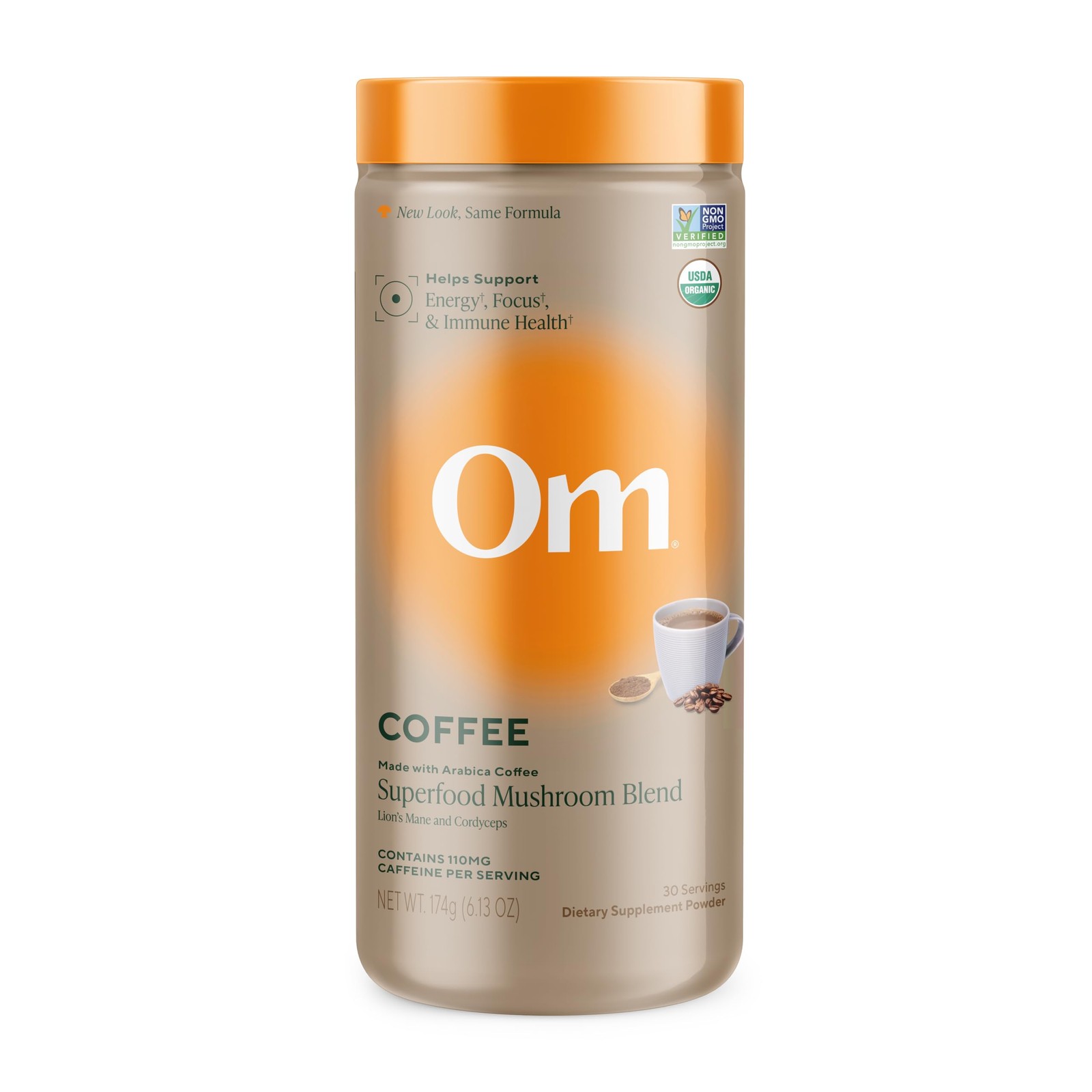 OM MUSHROOM SUPERFOOD Medium Roast Instant 6.13 Ounce (Pack of 1), Coffee