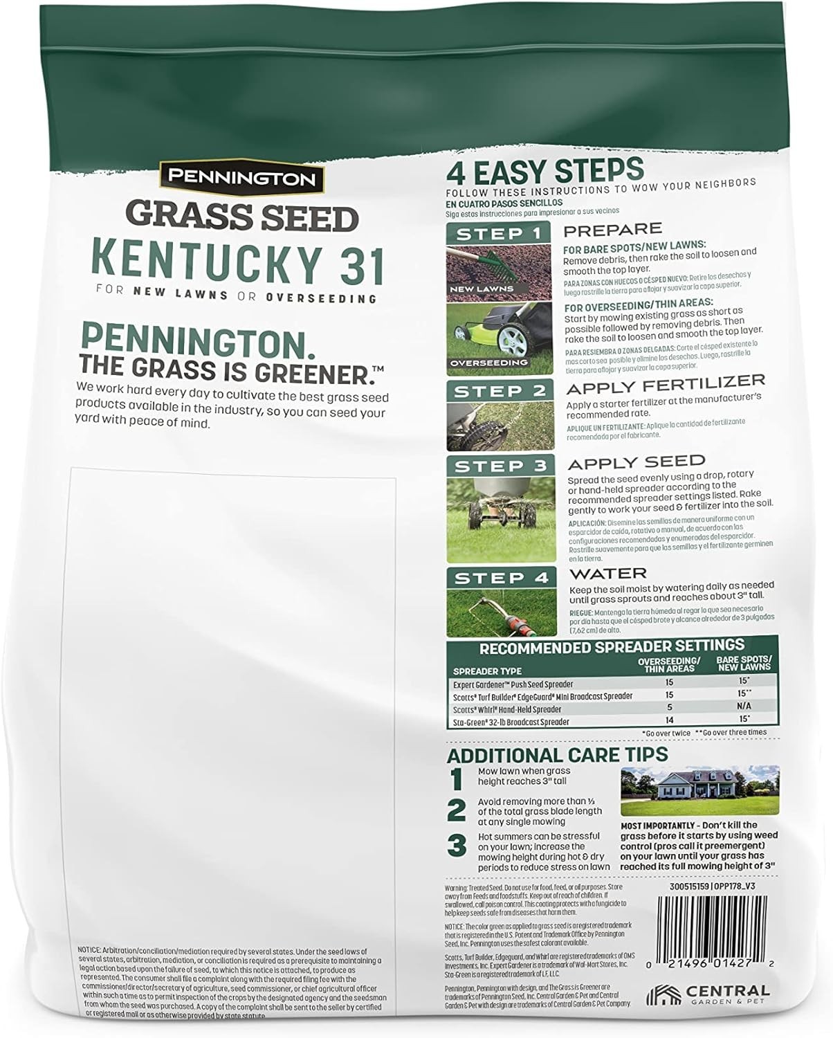 3 lb Kentucky 31 Tall Fescue Grass Seed – Fast Germination, Drought-Resistant