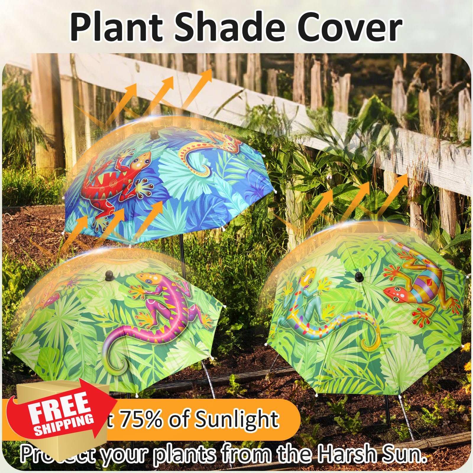 Sunnymove 8 Plant Umbrellas Green Blue Jungle Lizard Adjustable