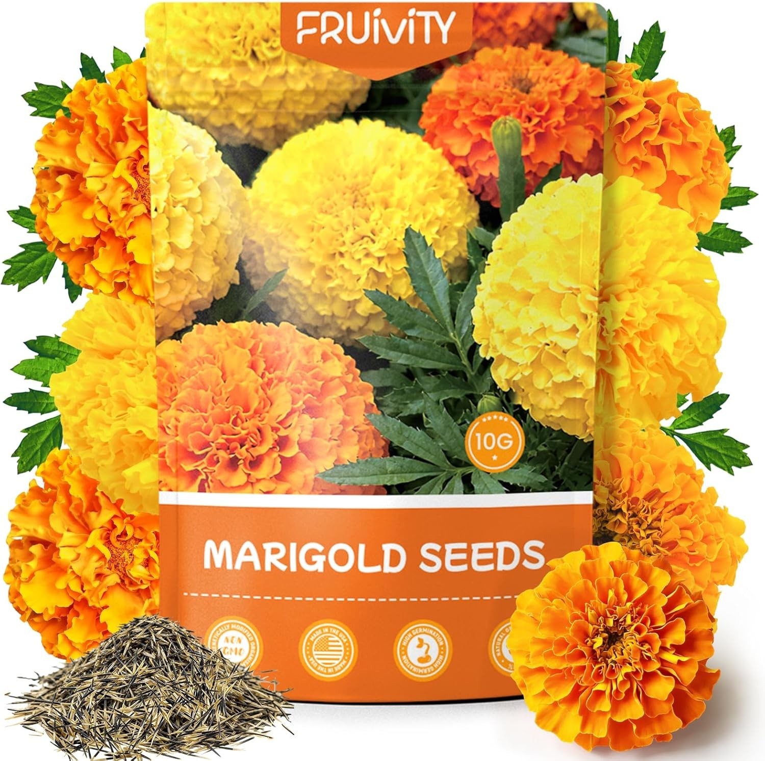 Heirloom Marigold Seeds – 400+ Non-GMO Seeds for Breathtaking Floral Displays