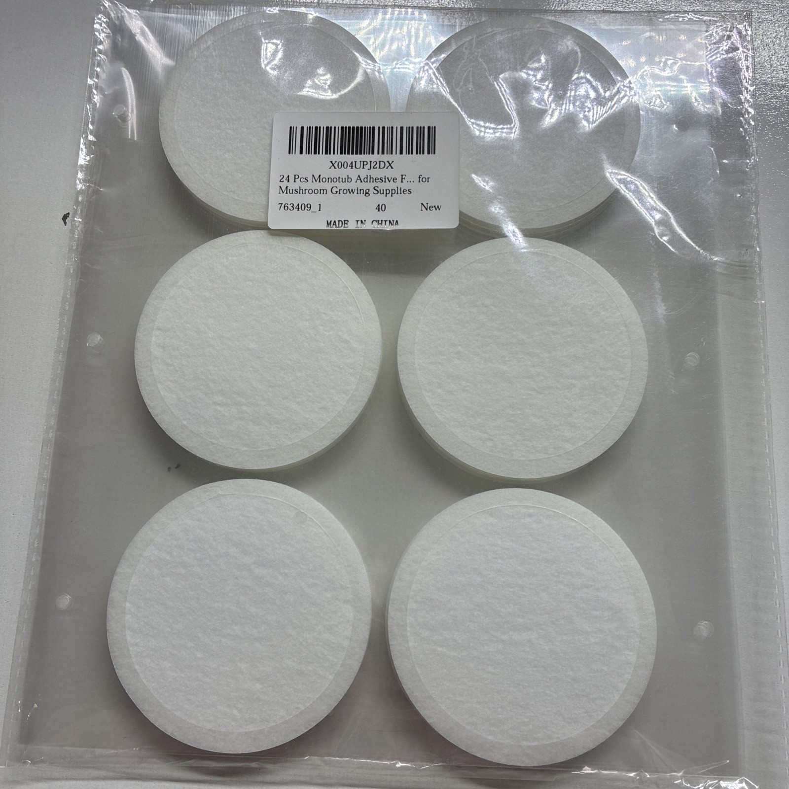 3” Adhesive Monotub Mushroom Growing Supply 100% Recycled Disc Filters 24 Count