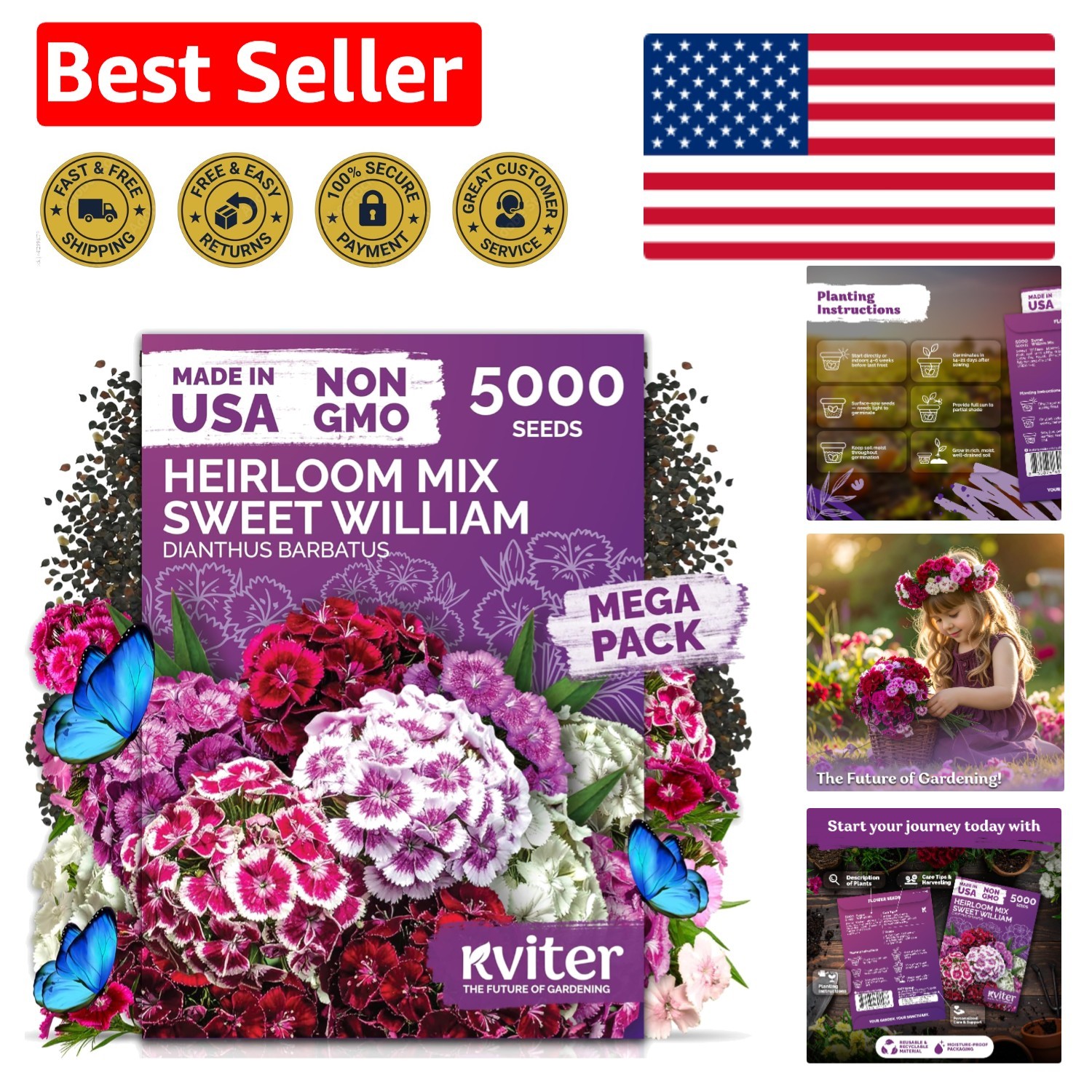 Versatile 5000 Count Sweet William Seeds – Low Maintenance & Resilient Flowers