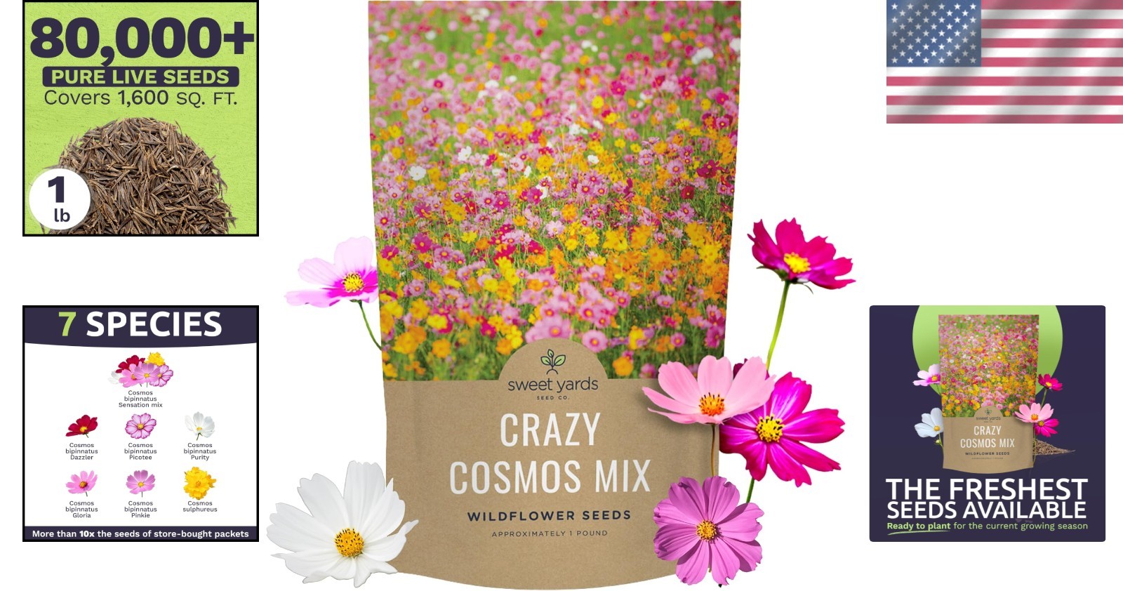Cosmos Wildflower Mix – 1 lb Bag – 80,000 Seeds