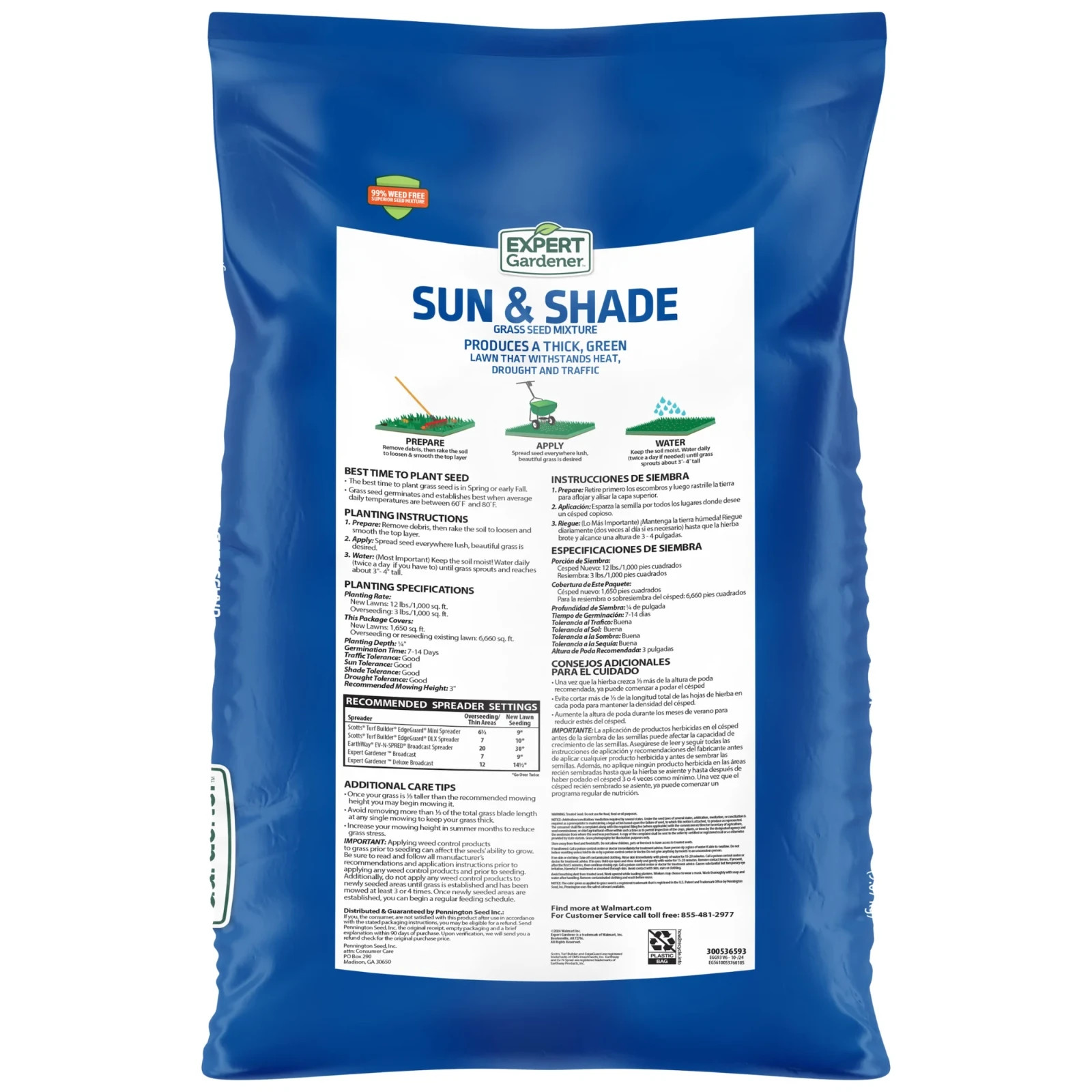 Expert Gardener Sun & Shade Northern Grass Seed Mix Sun to Partial Shade 20 lb