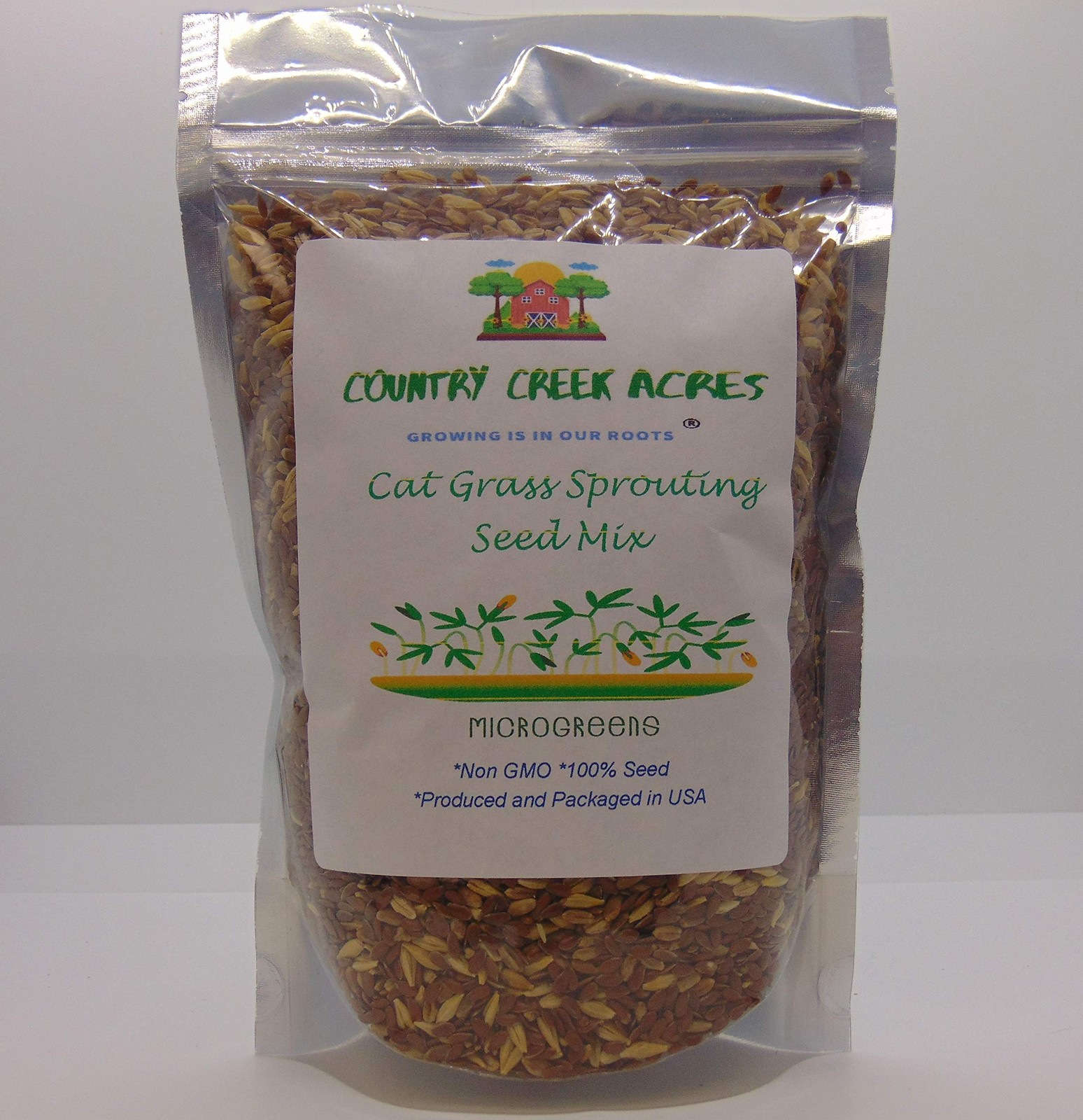 Cat Grass Seeds Mix – Wheatgrass, Flax & Barley – Non-GMO USA Grown