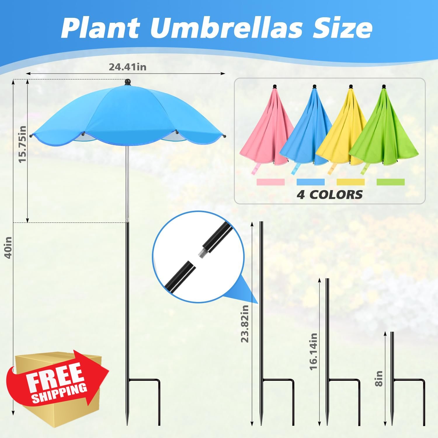Twintaogo 4 Pcs Yellow Blue Pink Green Plant Umbrellas