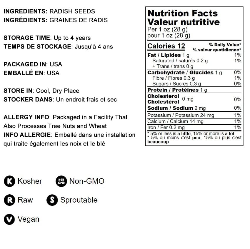 Food To Live Radish Seeds For Sprouting 10 Pounds – Edible Seeds Pure Vegan